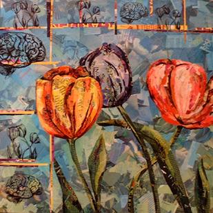 tulips collage brain art