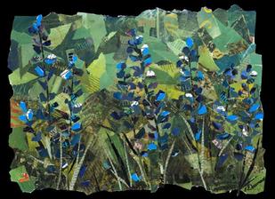 Title: Blue Lupines - Corporate Collection of Kaiser Permanente Hospital Roseville Ca - Size: 18" x 24" - Medium: Collage