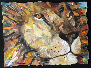 lion collage painting
